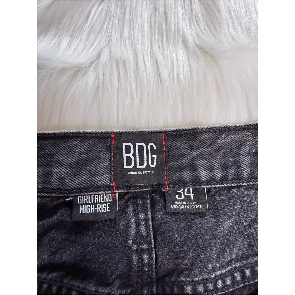 BDG Urban Outfitters Washed Black Girlfriend High Rise Denim Cut Offs